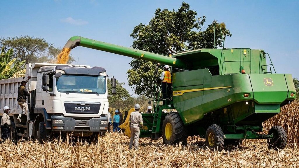 Lualaba : Le Secteur de Luilu à pas décidé vers l&rsquo;autosuffisance alimentaire par une récolte mécanisée du maïs à Lenge